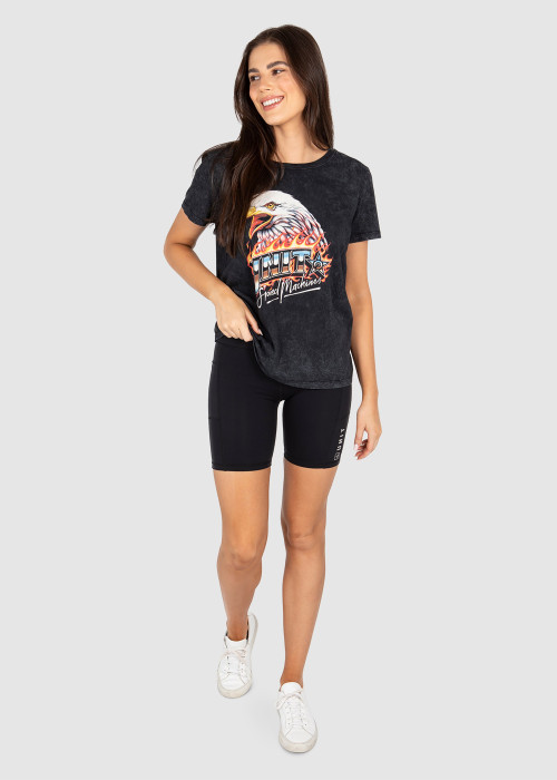UNIT - SPEED MACHINES LADIES TEE STONEWASH BLACK XS