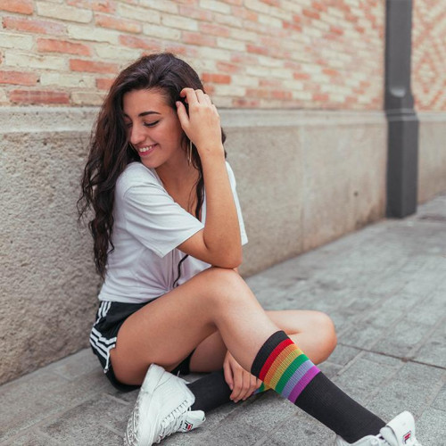 AMERICAN SOCKS - RAINBOW PRIDE BLACK MID HIGH ONE SIZE