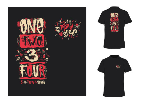 PLANETSPADE - 1-2-3-4-5-6-PLANET-SPADE TEE BLACK M
