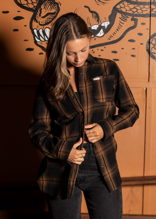 UNIT - FRASER LADIES FLANNEL SHIRT ORANGE