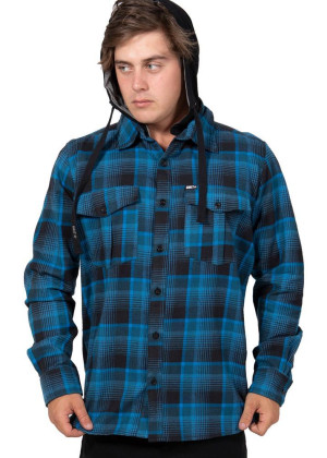 UNIT - CHESTER HOODED FLANNEL BLUE