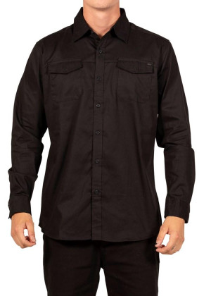 UNIT - COUNTY DRESS LONG SLEEVE SHIRT BLACK